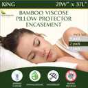 Four Seasons Essentials King Size Waterproof Pillow Protectors (Set of 2) - Natural Viscose derived from Bamboo Pillow Covers - Hypoallergenic Dust Proof Zippered Encasements for 20" x 36" Pillows