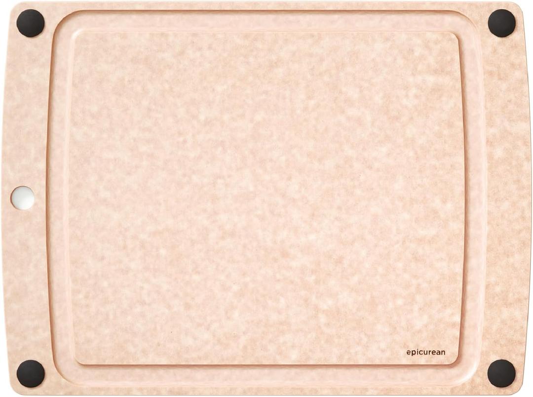 Epicurean All-In-One Cutting Board with Non-Slip Feet and Juice Groove, 17.5"  13", Natural/Black