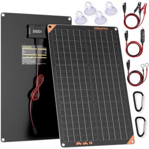 SUNAPEX 12V 30 Watt Solar Trickle Charger Maintainer - Waterproof Solar Powered Battery Charger - Solar Panel Kit Built-in Smart Charge Controller for Car Rv Trailer Truck Boat Automotive Marine