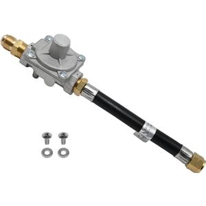 Natural Gas Pressure Regulator, 1/2 PSIG Inlet Pressure & 4" W.C. Outlet Pressure, for Grill, Fire Pit, Stove and More | 1/2" Male Flare x 3/8" Female Flare Adapter Included