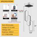 3-Rings Dimmable Pendant Lighting Adjust LED Chandelier Ceiling Light Fixtures for Kitchen Island Dining Room Living Room Bedroom Black, 20in x 9.8in x 59in