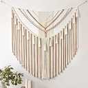 LOMOHOO Large Macrame Wall Hanging Boho Geometric Art Woven Cotton Tapestry Wall Decor Yellow Bohemian Home Decoration for Living Room Bedroom Dorm Apartment