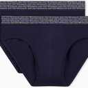 Emporio Armani Men's All Over Logo Elastic 2 Pack Brief, Armani Blue/Armani Blue, X-Large