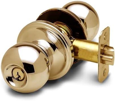 Copper Creek Entry Door Knob – Keyed Entry Handle with Lock and Key, ANSI Grade-3 Certified, DIY-Friendly Install for Interior and Exterior Entrance Doors – Polished Brass (1 Pack)