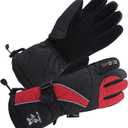 SKYDEER 100% Waterproof and Premium Deerskin Suede Leather Ski Gloves with 150G 3M Thinsulate Lining, Ultra Soft & Durable & Warm Cold Weather Gloves for Extreme Cold Condition (SD8650T) (Large (Pack of 1))