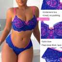 Kaei&Shi Neon Two Tone, Double Layer, High Leg Bottom, 2 Pieces Lingerie (Blue, M)