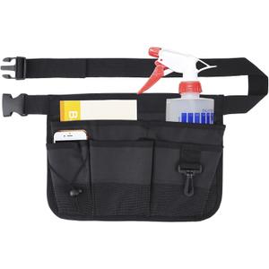 Gardening Tool Waist Bag Belt Heavy Duty Oxford Tool Apron with 7 Pockets of Different Sizes and Depth (Black)