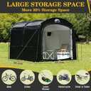 Happy Travel Bike Storage Tent, Outdoor 876.3ft Large 2-in-1 Portable Shed More 30% Top Space W/Double Doors with Mesh, Outside Lawn Mower Shelter and Bicycle Cover for Patio Furniture, Garden Tools Size: 7.3x8.2x6.4ft for 8-10 Bikes