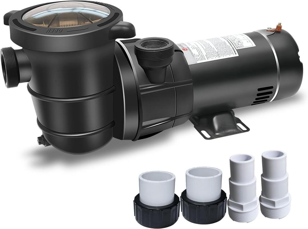 DoE-Compliant CEC approved 1.5HP 115v 4920GPH Above Ground Pool Pump with On/Off Switch and Reversible Discharge Port