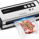FRESKO Vacuum Sealer Machine with Automatic Bag Detection, 0.2-inch Widened Heating Strip, Compact Food Sealer, Easy to Use, Starter Kit (Large, Silver Black)