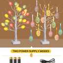 2 Pack Easter Birch Tree with Light, USB or Batteries Operated with Timer, Artificial Tree Light 24 inch with 36 Eggs Indoor Hanging Ornaments for Easter Party Decoration