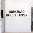 Motivational Quotes Wall Decals for Office: Inspirational Gym School Classroom Garage Bedroom Living Room Vinyl Art Wall Stickers - Work Hard Make it Happen 35" X 9.8"