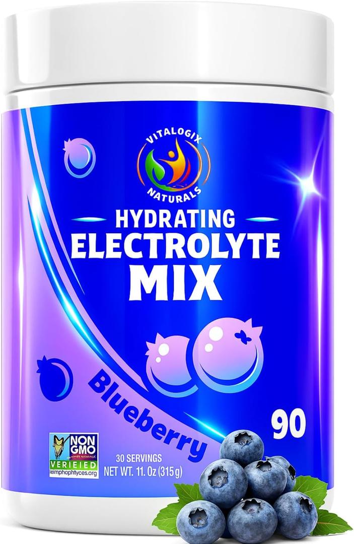Blueberry Hydration Powder  Zero Sugar Electrolyte Drink Mix | 90 Servings | Keto, Vegan, Gluten-Free | Natural Electrolytes for Muscle Recovery, Energy, Cramp Relief | for Women, Runners