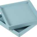 PATIKIL Plant Pot Saucers 5 Inch, 2 Pack Ceramic Square Flower Drip Tray for Indoor Outdoor, Turquoise