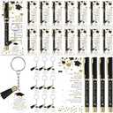 Motiskyy 25 Set Graduation Gifts Party Favor, Class of 2026 Graduation Gifts Bulk Include Ballpoint Pens Positive Cards Acrylic Keychains with Tassel for Middle Senior School Party Supplies (Black)