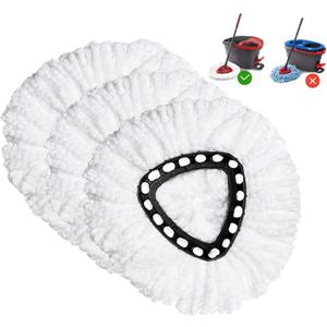 Spin Mop Replacement Head 3 Pack Mop Refill Compatible with Ocedar Triangle Swivel Mops Microfiber Swivel Mop Refill,Deep Clean,Machine Washable and Easy to Replace (White)