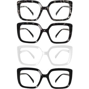 Eyekepper Reading Glasses for Women 4-Pack Large Frame Readers Eyeglasses Oversize +1.00