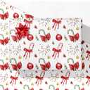 3 x GIOLNIAY Candy Canes Christmas Wrapping Paper for Kids Adults - Holiday Gift Wrap Red Bows, Candy Canes & Ornaments - 4 Jumbo Sheets, 28" x 40" Each (31 sq. ft ttl), Easy to Store