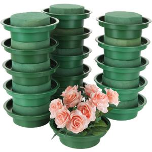 16PCS Round Floral Foam with Bowl 4inch Wet Floral Foam for Wedding Aisle Flowers Holiday Party Plant Decoration