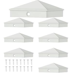 Dunzy Post Caps Aluminum Pyramid Fence Deck Post Caps Cover for Nominal Sleeve with Screws for Outdoor Mailbox Dock Wood(4 x 4,White,8 Packs)
