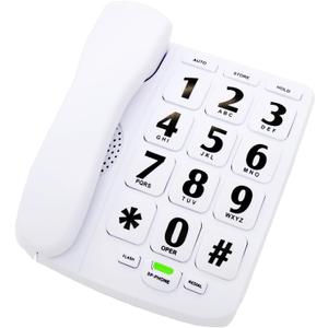 Enhanced Version Senior Phone - Big Button Home Landline Telephone with Speakerphone, Wired, Wall Mount (White)