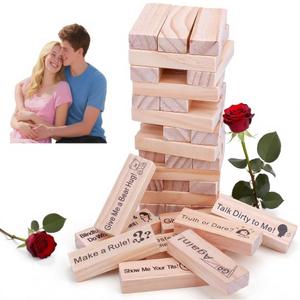 48 Fun Stacking Blocks Couple's Tower Game, Romantic Anniversary Birthday Wedding Gifts, Date Night Ideas for Valentines Day Christmas, His and Hers Gift