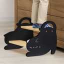 COSYLAND Two Step Stool for Kids - Non-Slip Toddler Potty Training Stool for Sink/ Kicthen/ Bathroom/ Bedroom, Lovely Cat Style Toddler Step Stool with Handles Easy to Move (Natural & Black)