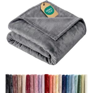 Ultra Soft Fleece Blanket Throw Size - Flannel Fleece Luxury Throw Blanket - Lightweight for Couch Bed Chair - Thick, Warm and Breathable - All Season Cozy Anti-Static Microplush Bedding, Dark Grey