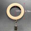 Beechwood Curtain Rings with Clips,Farmhouse Drapery Clips 1.81 Inner Diameter for 1.1-1.5-inch Rods (24, Inner Dia 1.81 in)
