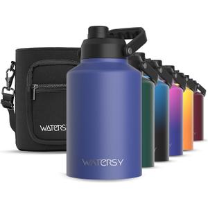 WATERSY 1 Gallon Water Bottle Insulated(Cold for 48 Hrs),BPA Free&Leak Proof,128oz Stainless Steel Water Jug,Big thermo,Large Water Bottle with Handle for Gym,Hiking,Camping&Travel,Deep Blue