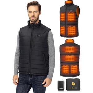 Mens Heated Vest with Battery Pack Included 16000mAh 7.4V, Warming Heated Vest for Men, Electric Heating Vests for Cycling (Large, Black)