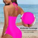 Daci Women Hot Pink Womens One Piece Swimsuit Tummy Control- Moderate Coverage Bathing Suit 2025 Bandeau Strapless Swimwear L