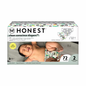 The Honest Company Clean Conscious Diapers® Up to 100% Leak Protection Design Hypoallergenic Fragrance Free Multi-Colored Giraffes + Barnyard Babies, Size 2, 72 Count