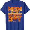 Basketball Mom of The Birthday Boy Family Matching T-Shirt (Blue) S