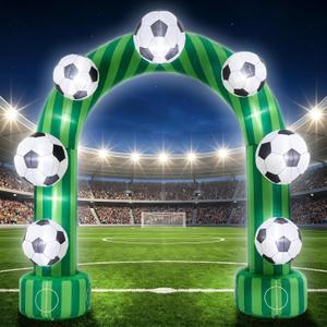 Jenaai 8ft Giant Soccer Inflatable Arch, Blow up Soccer Goal Outdoor Yard Decorations with Built in LED Lights for Fans Field Club Senior Night Sports Tournament Photo Prop Birthday Party Decor