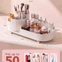 Booklov Rotating Makeup Caddy Organizer for Vanity, Large Capacity Cosmetic Display Case,Countertop Beauty Storage Holder for Skincare, Brush Eyeshadow Lipstick, Counter Desk Organization, White