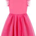 Girls Tulle Dresses Toddler Ruffle Sleeve Sparkle Tutu Dress Kids Clothes Party Gifts Outfits (Pink)