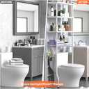Over the Toilet Storage shelf, 4-Tier Bathroom Organizer Rack, Easy To Install with Adjustable Feet Pad and Basket Freestanding Bathroom Shelves Above Toilet, Space Saver Toilet Storage Cabinet(White)
