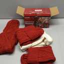 Minetom Personalized Christmas Stockings - 18” Large Knitted Xmas Stocking with DIY Snowman Wooden Name Tag, 6 Pack Hanging Family Stockings for Kids Mantels Christmas Holiday Decor, Red and White