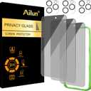 Ailun 3Pack Privacy Screen Protector for iPhone 16 Pro [6.3 inch]+3Pack Camera Lens Protector,Dynamic Island Compatible,Anti Spy Tempered Glass[9H Hardness][Not for iPhone 16/16 Plus/16 Pro Max/16e]