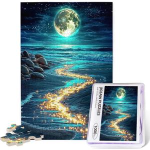 Seaside Moon Puzzles 1000 Pieces Beach Puzzles for AdultsOcean Beach Theme Jigsaw PuzzlesSeaside Puzzle 1000 PiecesEducational Toys Challenging Fun Games for Family and Friends