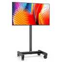 AX WABER Mobile TV Floor Stand for 13-50 inch LCD LED Flat/Curved Panel Screen TVs up to 77 lbs, Height Adjustable TV Stand Mount with VESA 200x200, Portable TV Stand with Tilt Function AX1007TBM