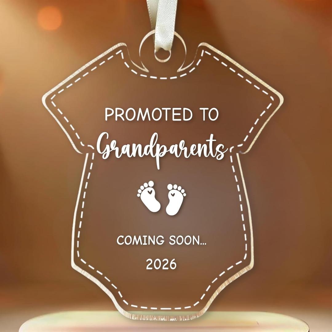 Grandparents Gifts - First Time Grandparents Gifts for Grandma, Grandpa - Baby Pregnancy Announcement Ornament for New Grandma - Grandpa to Be Ornaments 2026 - Acrylic Hanging Ornament