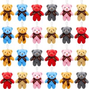 24 Packs Mini Teddy Bear Toy Plush Stuffed Bear Keychains for Kids Girls Boys, Small Stuffed Animal Bulk for Kids, Easter Basket Stuffers Carnival Prizes, School Gifts, Party Favor Goodie Bag