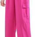 IBAKOM Cargo Pants for Girl Teen Baggy Parachute Trouser with Pocket Tween Wide Leg Y2K Sweatpant Hip Hop Dance Jogger Bottom 120