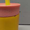 Owala Kids Insulation Stainless Steel Tumbler with Spill Resistant Flexible Straw, Easy to Clean, Kids Water Bottle, Great for Travel, Dishwasher Safe, 12 Oz, Peach and Yellow (Picnic)