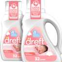 Dreft Newborn Baby Liquid Laundry Detergent, Gentle on Sensitive Skin, HE Compatible, 2 pack, 32 loads each (46 Fl Oz (Pack of 2)