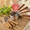 8PCS Measuring Cups, DAJLFA Stainless Steel Measuring Cups and Spoons Set with Ergonomic Wooden Handle for Cooking & Baking