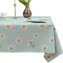 Rectangle Table Cloth,100% Waterproof Tablecloth OilProof SpillProof Vinyl Table Cloth, Wipe Clean Plastic Table Cover for Dining, Camping, Indoor and Outdoor 54" x 120",Mum Bloom