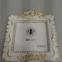 ZXT-parts 3x3 Picture Frame Square White and Gold Edge Frame. Resin Handmade Photo Frame. Glass Panel. Black Suede Cover.European Style Suitable for Wall or Desktop.